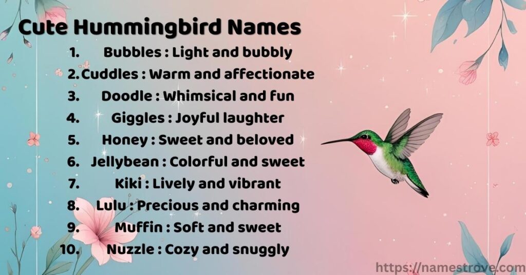 Cute Hummingbird Names