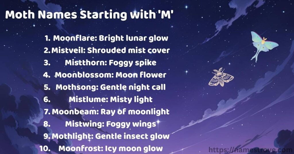 Moth Names Starting with 'M'