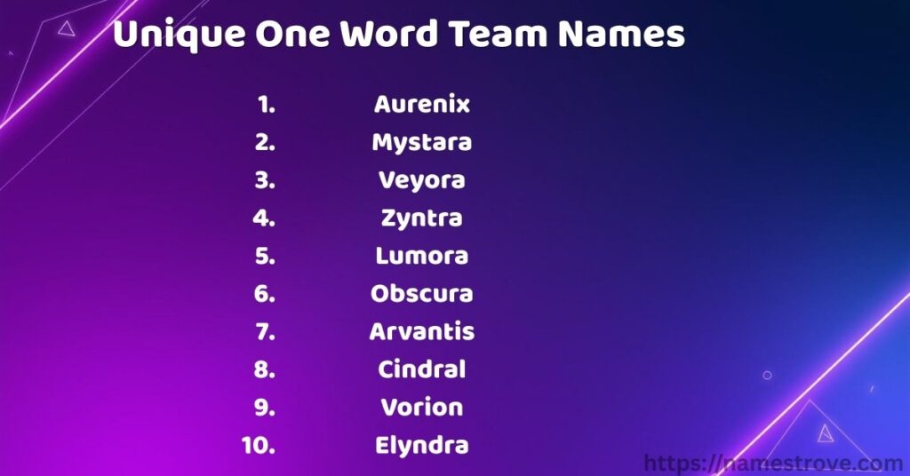 Unique One Word Team Names