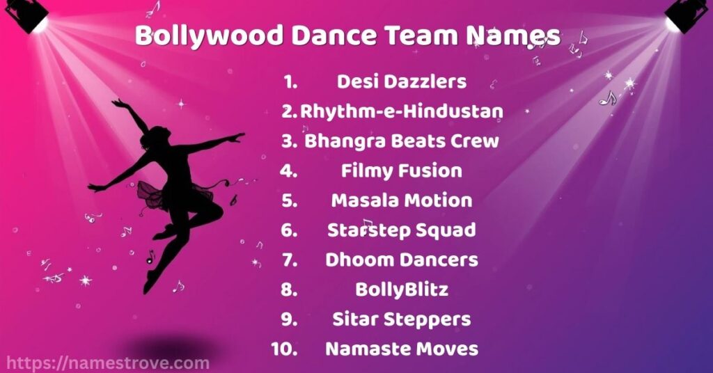 Bollywood Dance Team Names