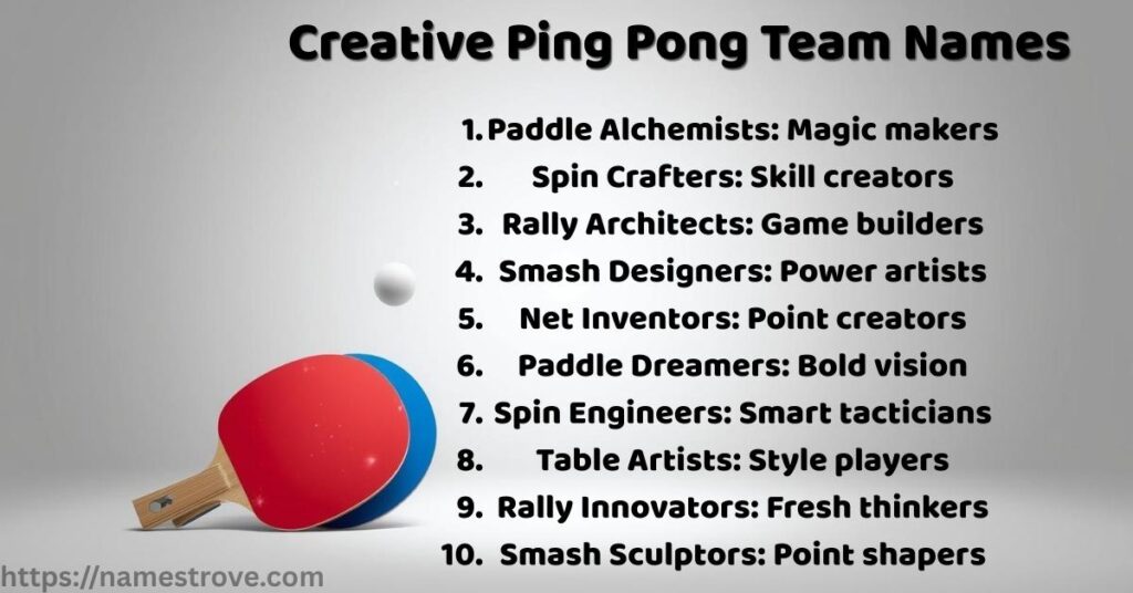 Creative Ping Pong Team Names