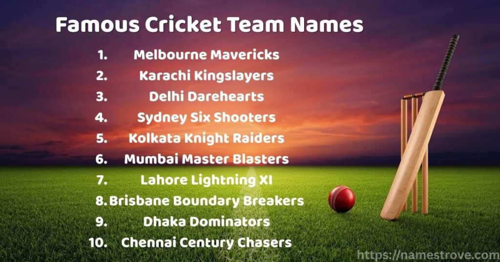Famous Cricket Team Names