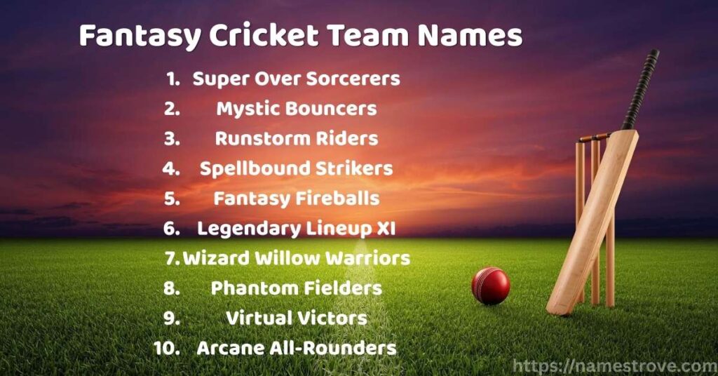 Fantasy Cricket Team Names
