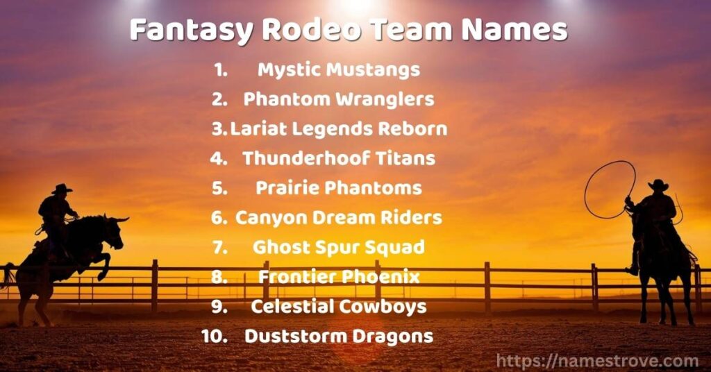 Fantasy Rodeo Team Names