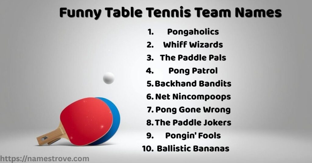 Funny Table Tennis Team Names