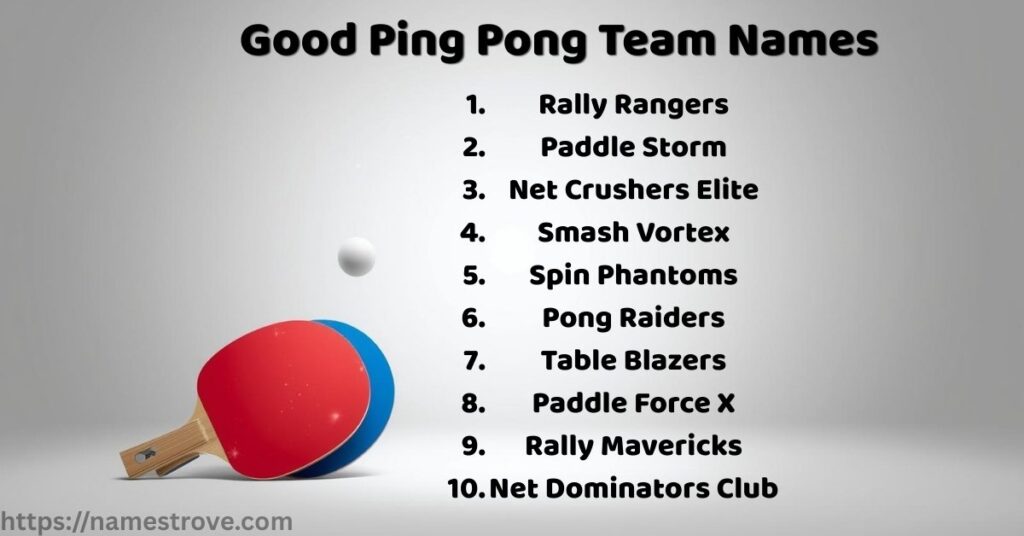 Good Ping Pong Team Names