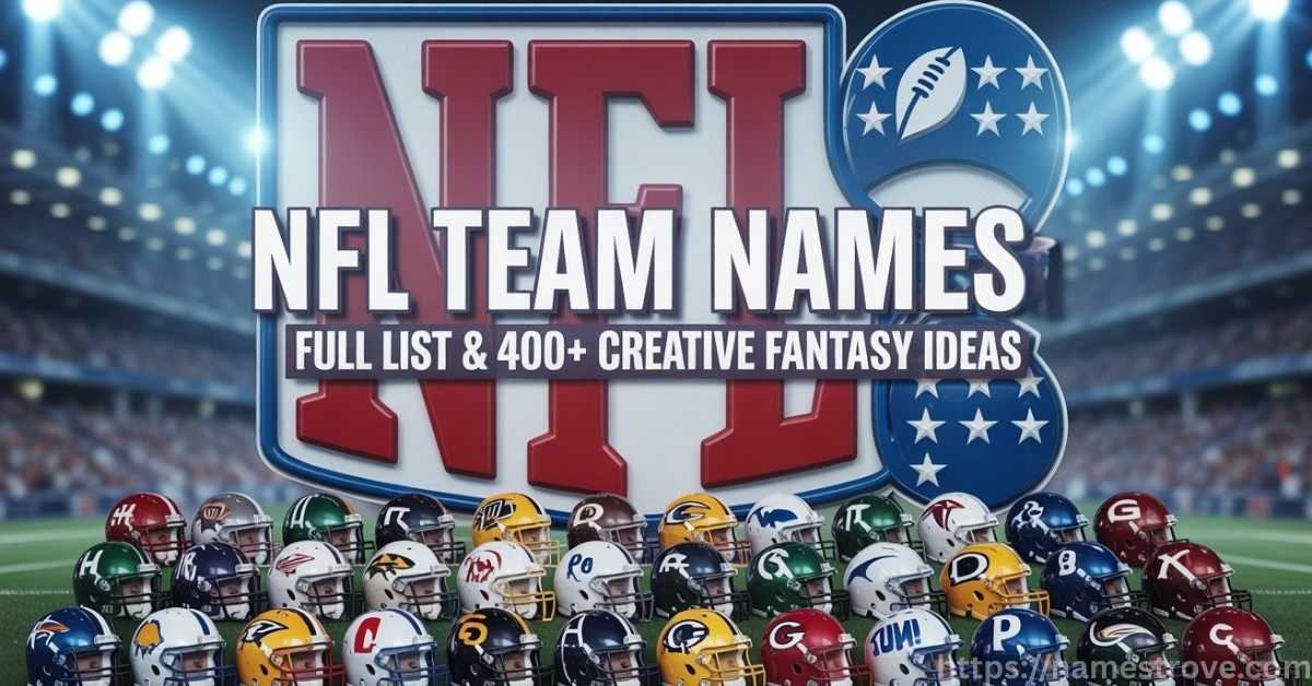 NFL team names full list with 400+ creative fantasy football name ideas, official franchises, and football culture highlights.