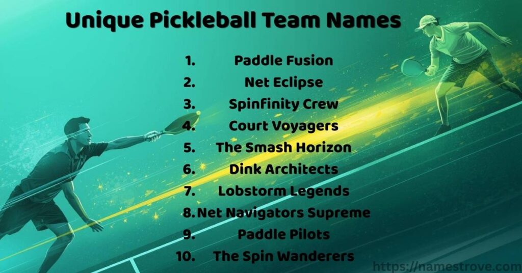 Unique Pickleball Team Names