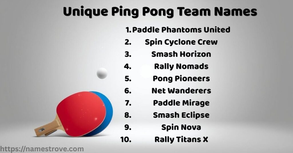 Unique Ping Pong Team Names