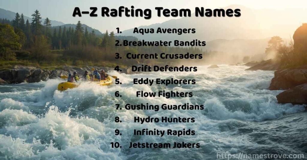 A–Z Rafting Team Names