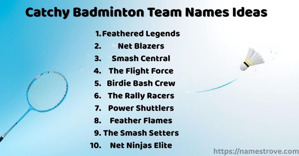 Catchy Badminton Team Names Ideas