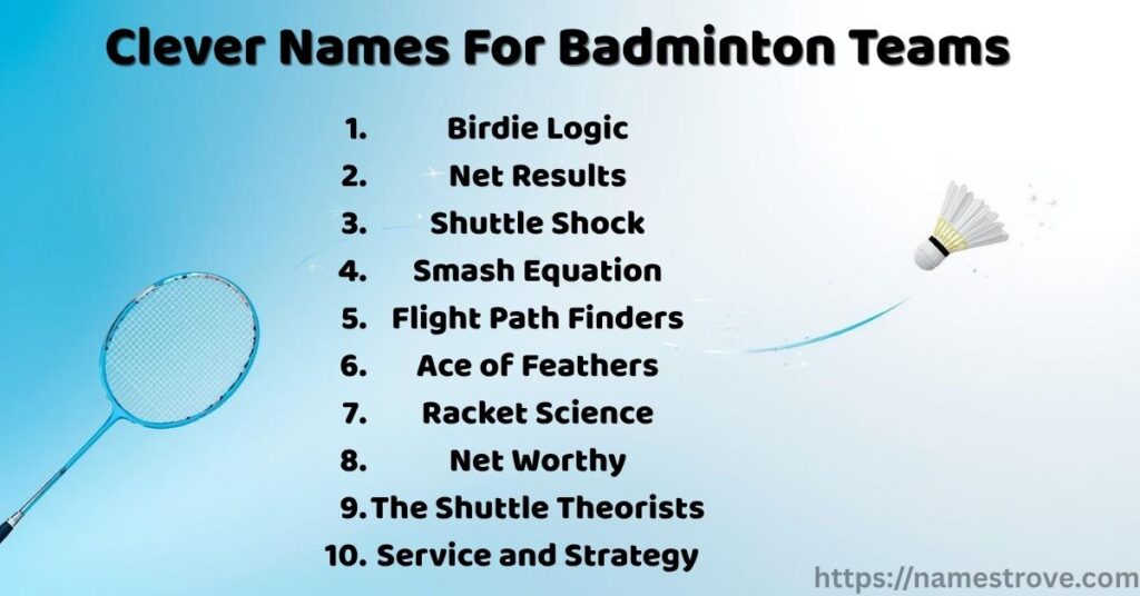 Clever Names For Badminton Teams