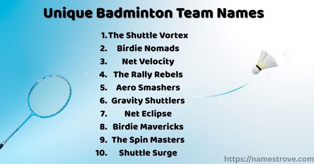 Unique Badminton Team Names