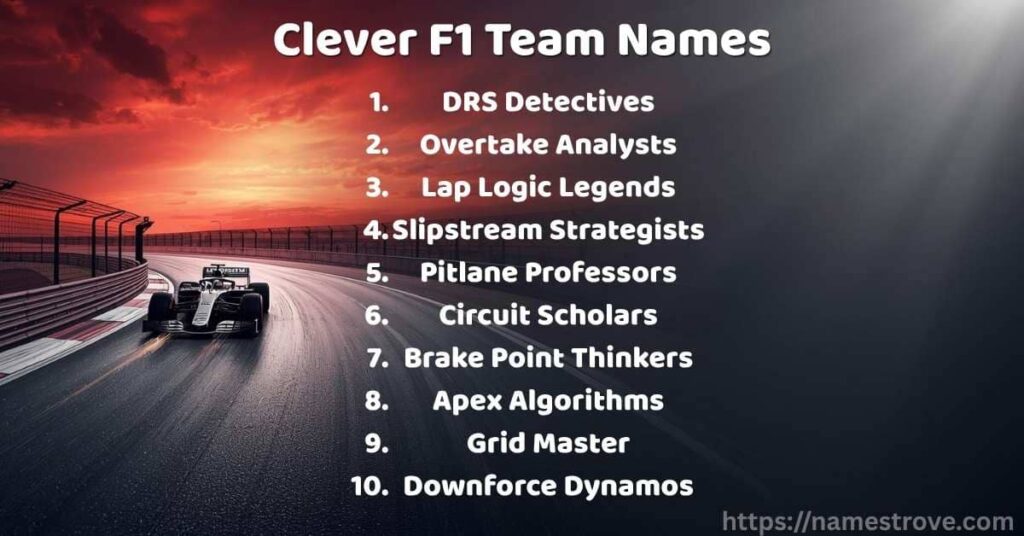 Clever F1 Team Names