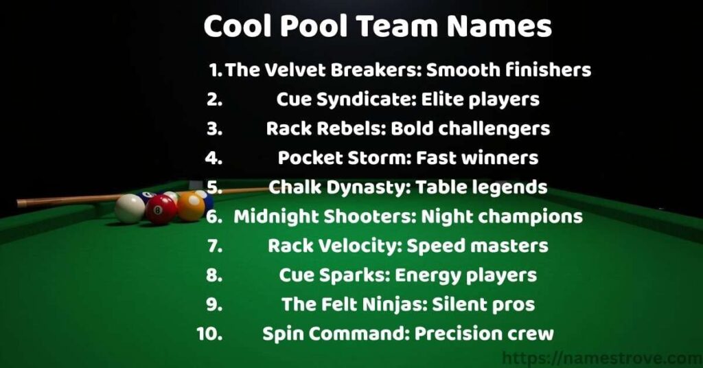 Cool Pool Team Names