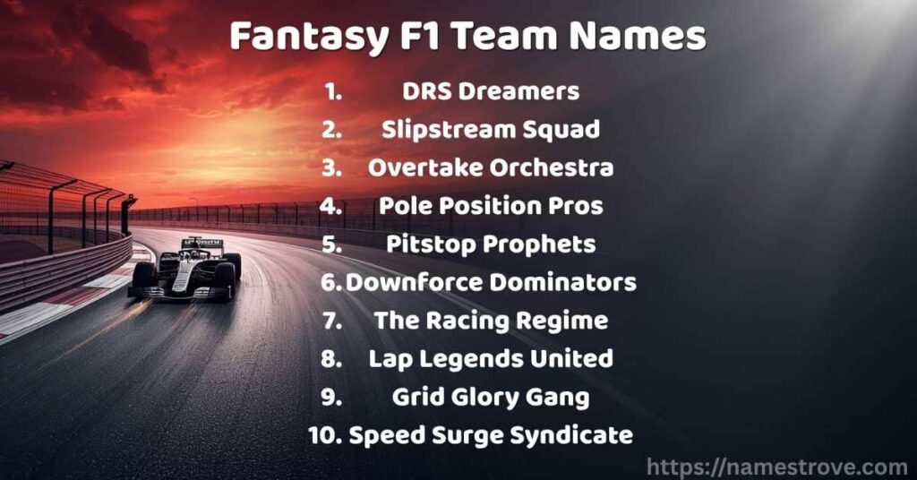 Fantasy F1 Team Names