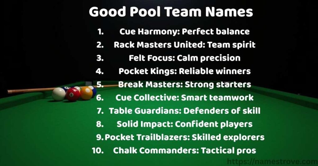 Good Pool Team Names