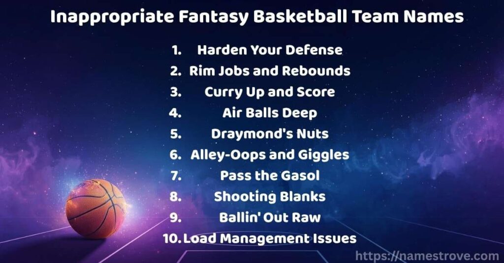Inappropriate Fantasy Basketball Team Names