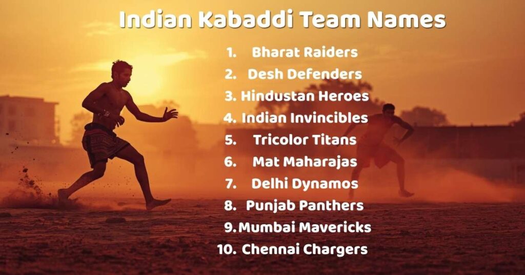Indian Kabaddi Team Names