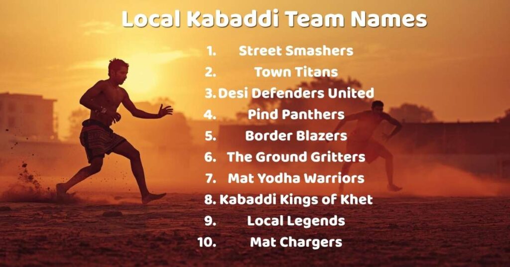 Local Kabaddi Team Names