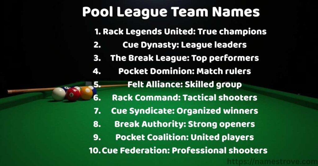 Pool League Team Names