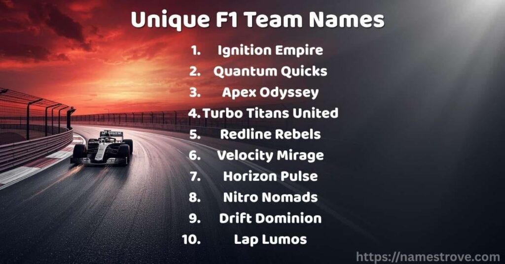 Unique F1 Team Names