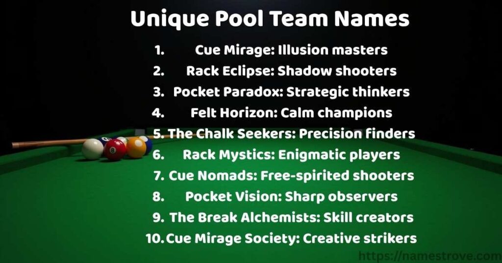 Unique Pool Team Names