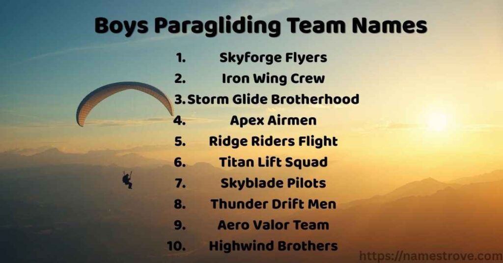 Boys Paragliding Team Names