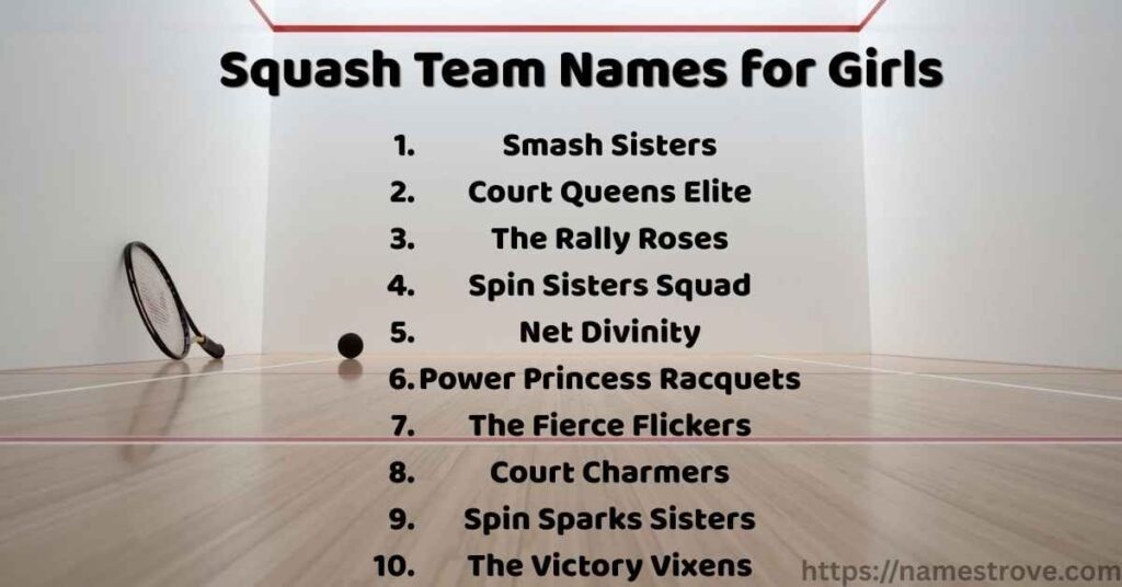 Squash Team Names for Girls