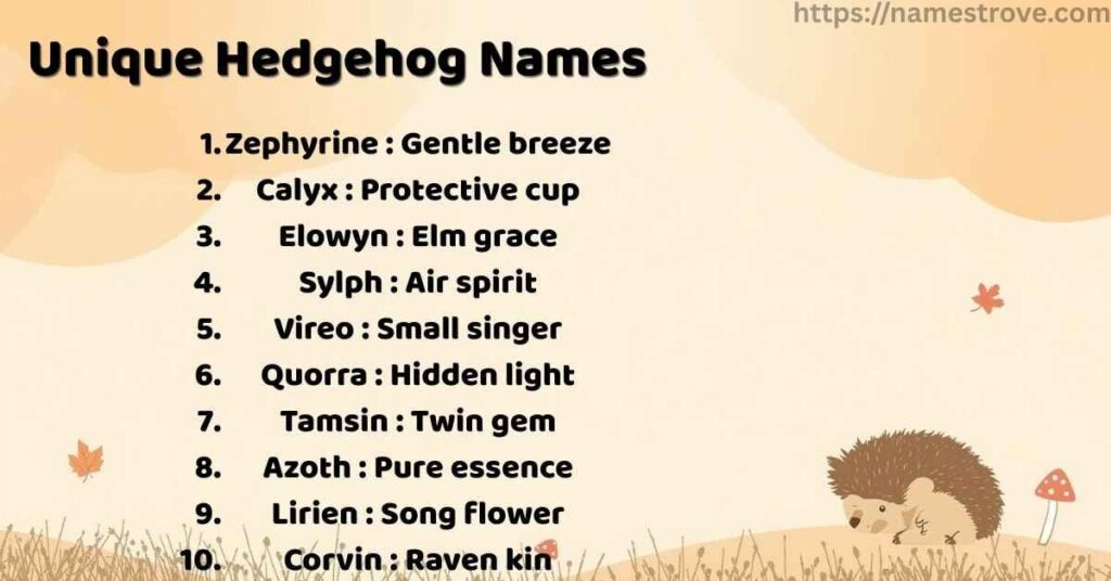 Unique Hedgehog Names