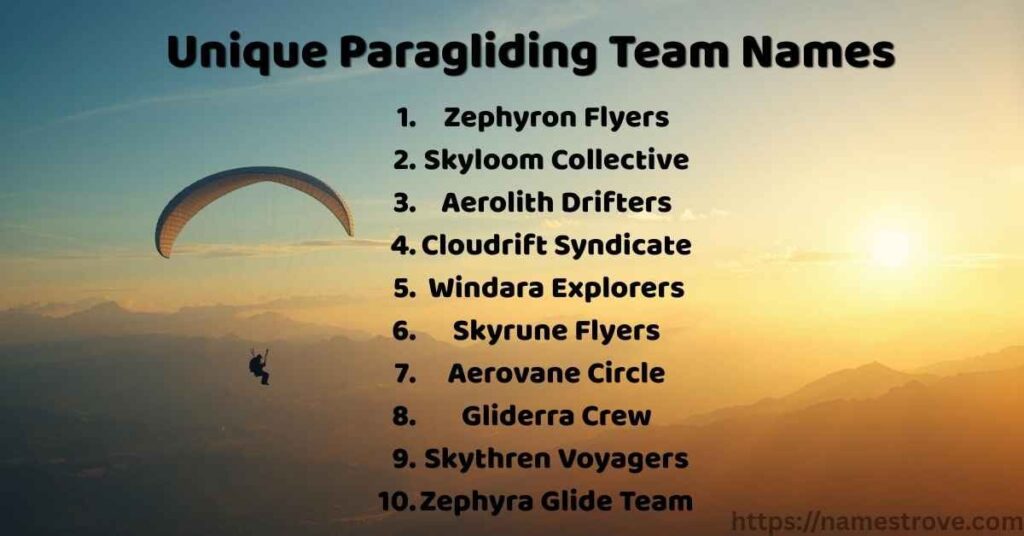 Unique Paragliding Team Names